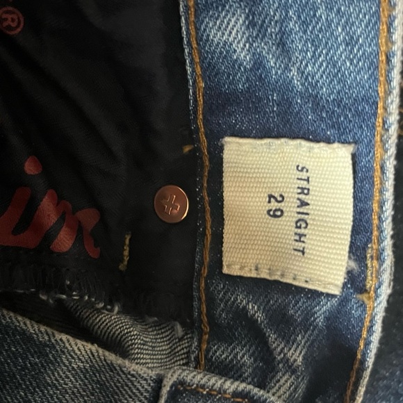 GAP Cone Denim High Rise Straight Crop Jeans Medium Indigo Wash Button Fly Sz 29 - Picture 10 of 11